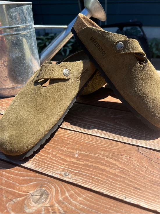 Birkenstock Shoes - Birkenstock Olive Suede Clogs